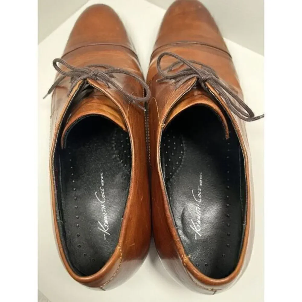 Kenneth Cole New York Men's Army Chief Li Cap‎ Toe Oxfords Cognac Shoes 10M